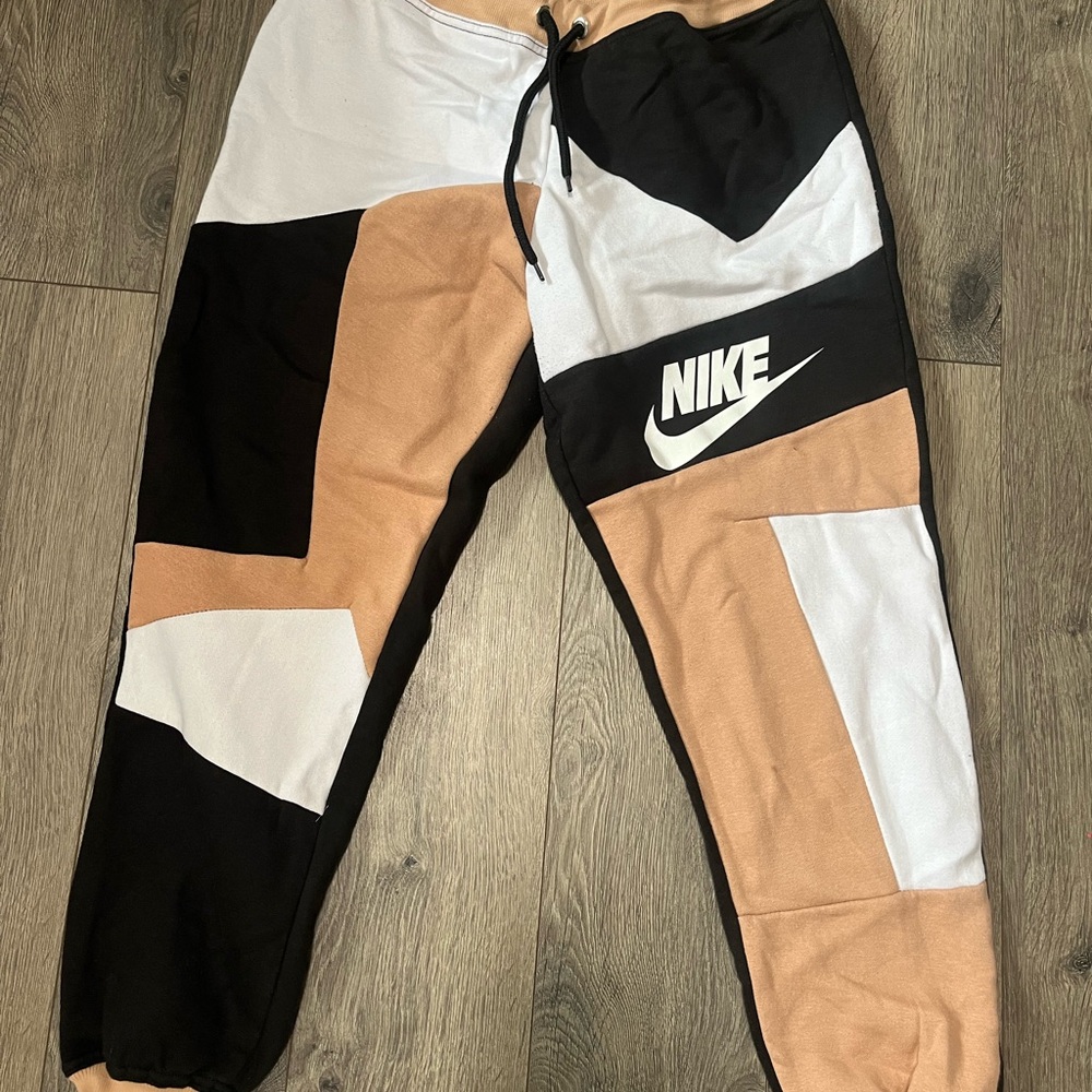 Nike Colorblock Joggers - Black, White, Tan
